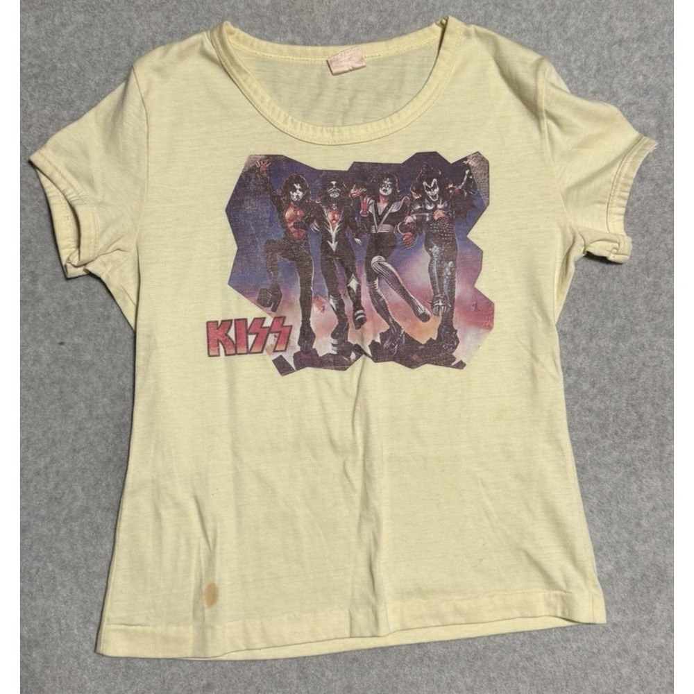 Vintage 1970s Kiss Womens Large Short Sleeve Shirt Destroyer Collette of CA